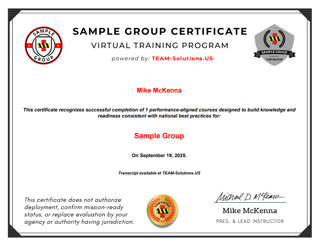 Sample Group Cert filledin